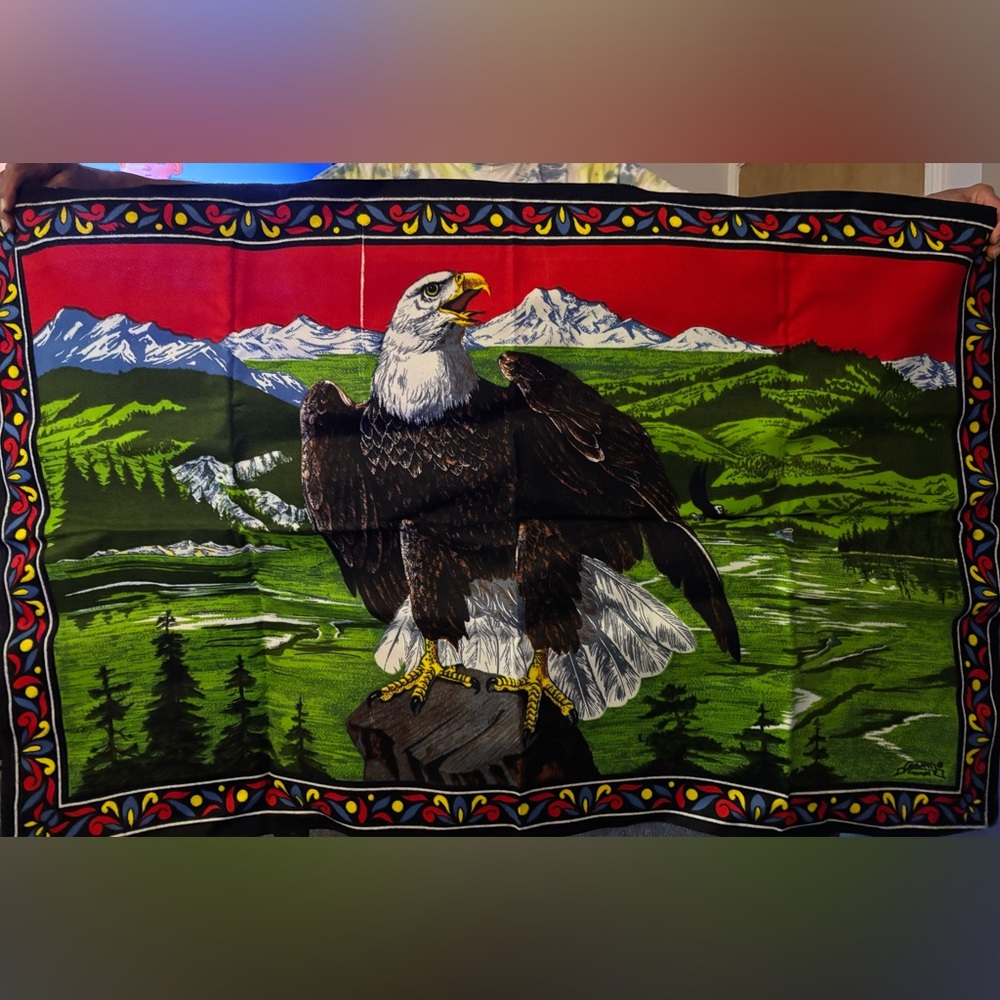 Magestic Eagle Tapestry with Mountain Scene
